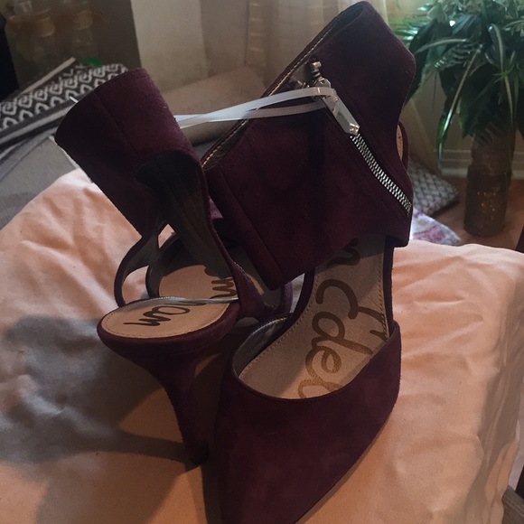 Sam Edelman leather burgundy 3 inch open heel shoe - Picture 6 of 6